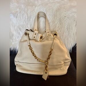 Yves Saint Laurent Off White Leather Bucket Bag